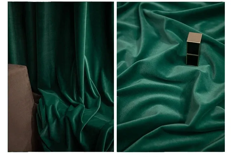 Mila Modern Luxury Plush Plain Velvet Curtains - Dark Green