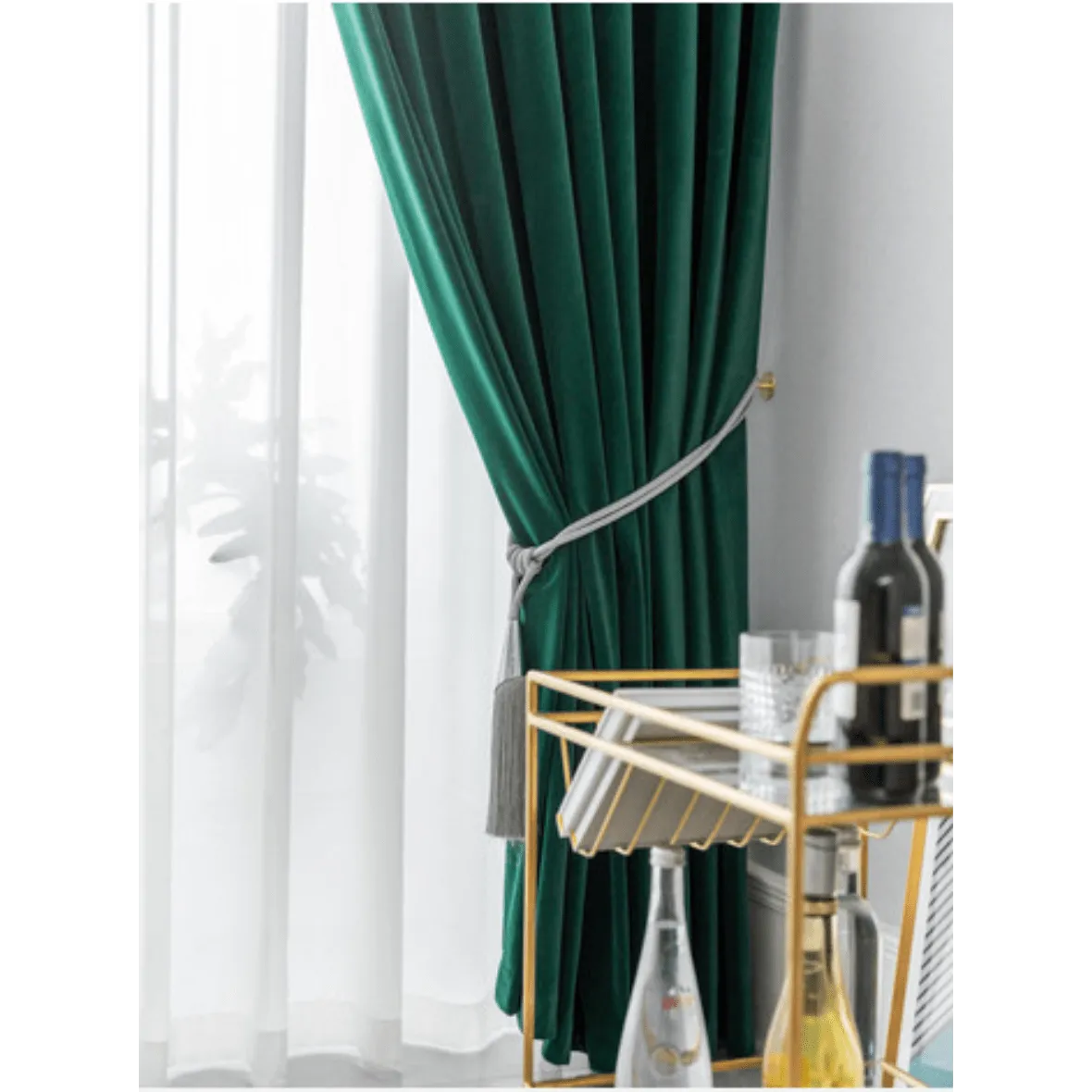 Mila Modern Luxury Plush Plain Velvet Curtains - Dark Green