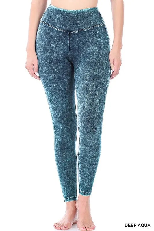 Mineral Washed Wide Waistband Yoga Leggings *Online Only*