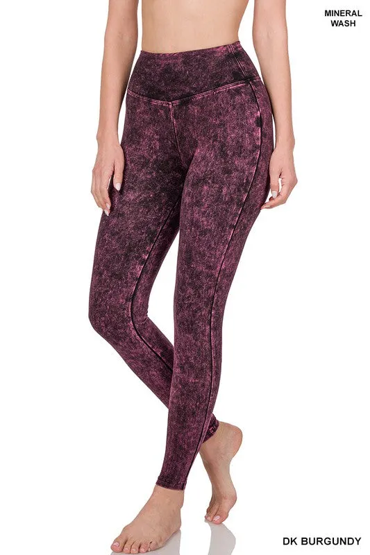 Mineral Washed Wide Waistband Yoga Leggings *Online Only*