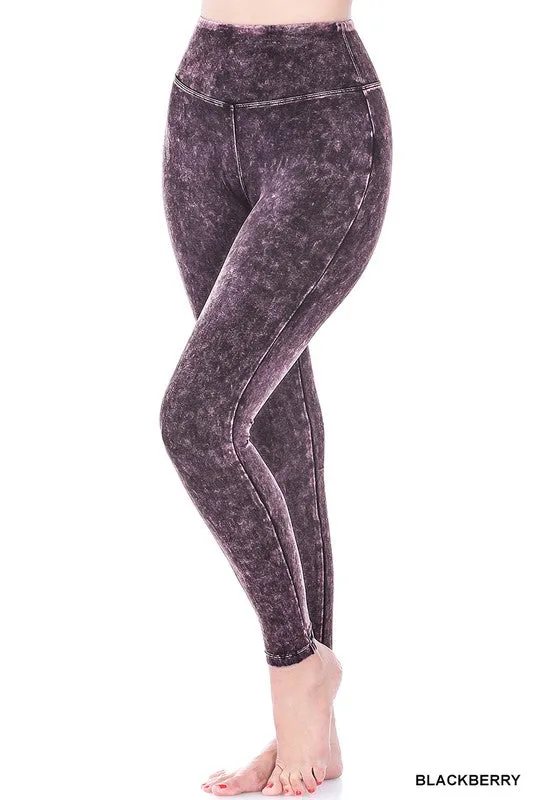 Mineral Washed Wide Waistband Yoga Leggings *Online Only*