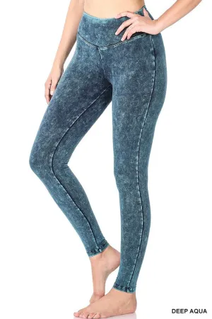 Mineral Washed Wide Waistband Yoga Leggings *Online Only*