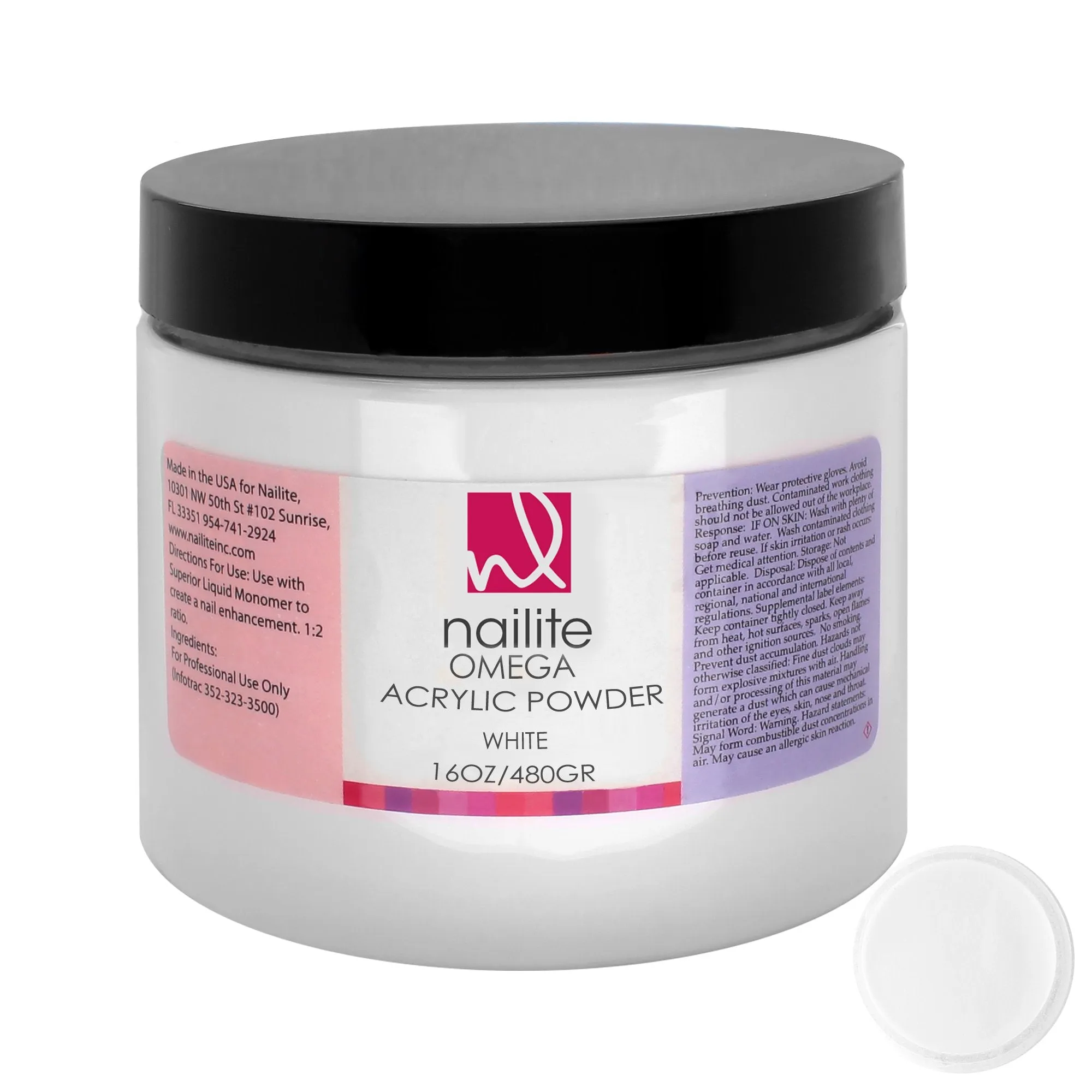 Omega Acrylic Powder White 16 oz