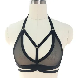 'Paranormal' Black Mesh Top Bra Crop Top