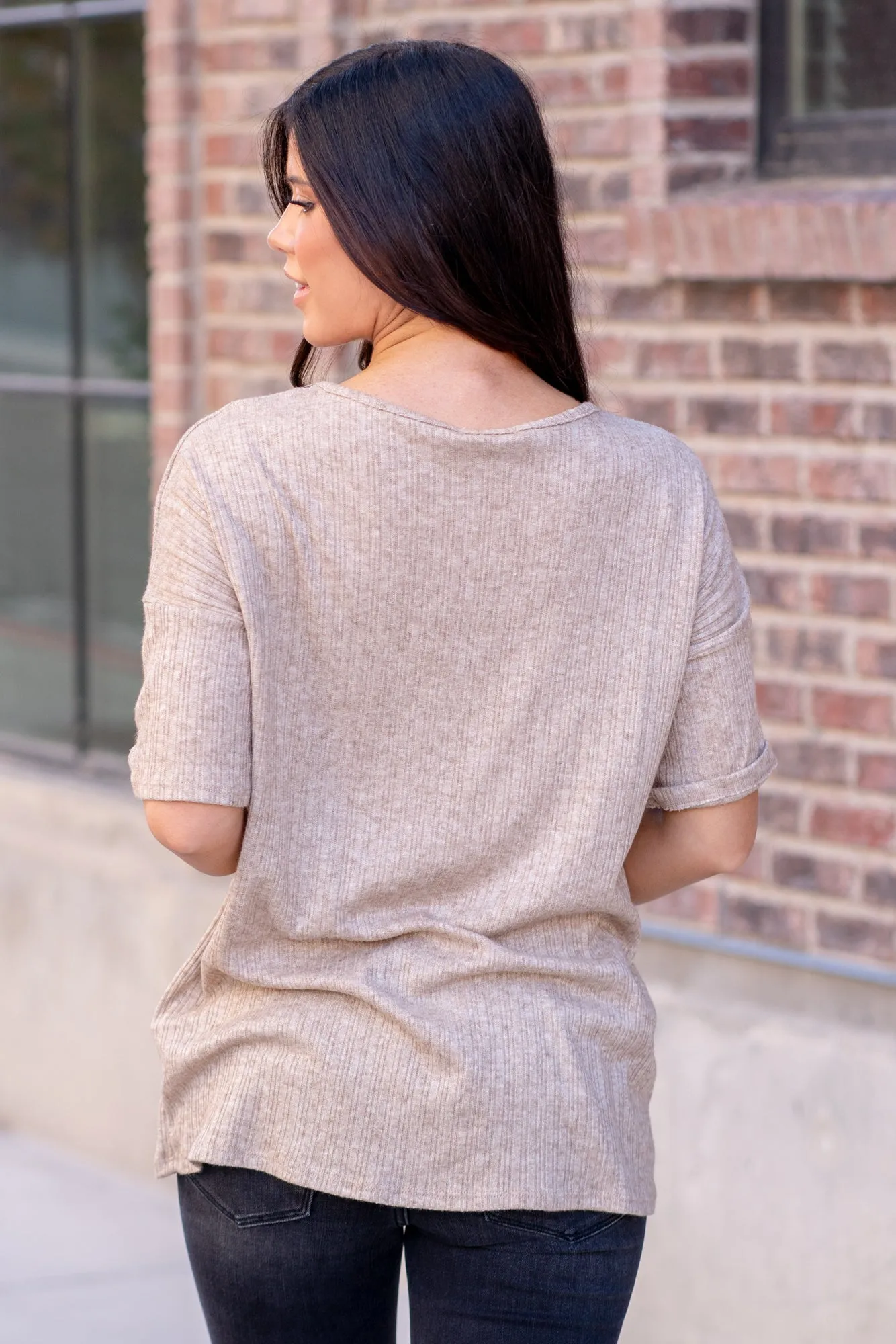 Relaxed Knit Top - Taupe