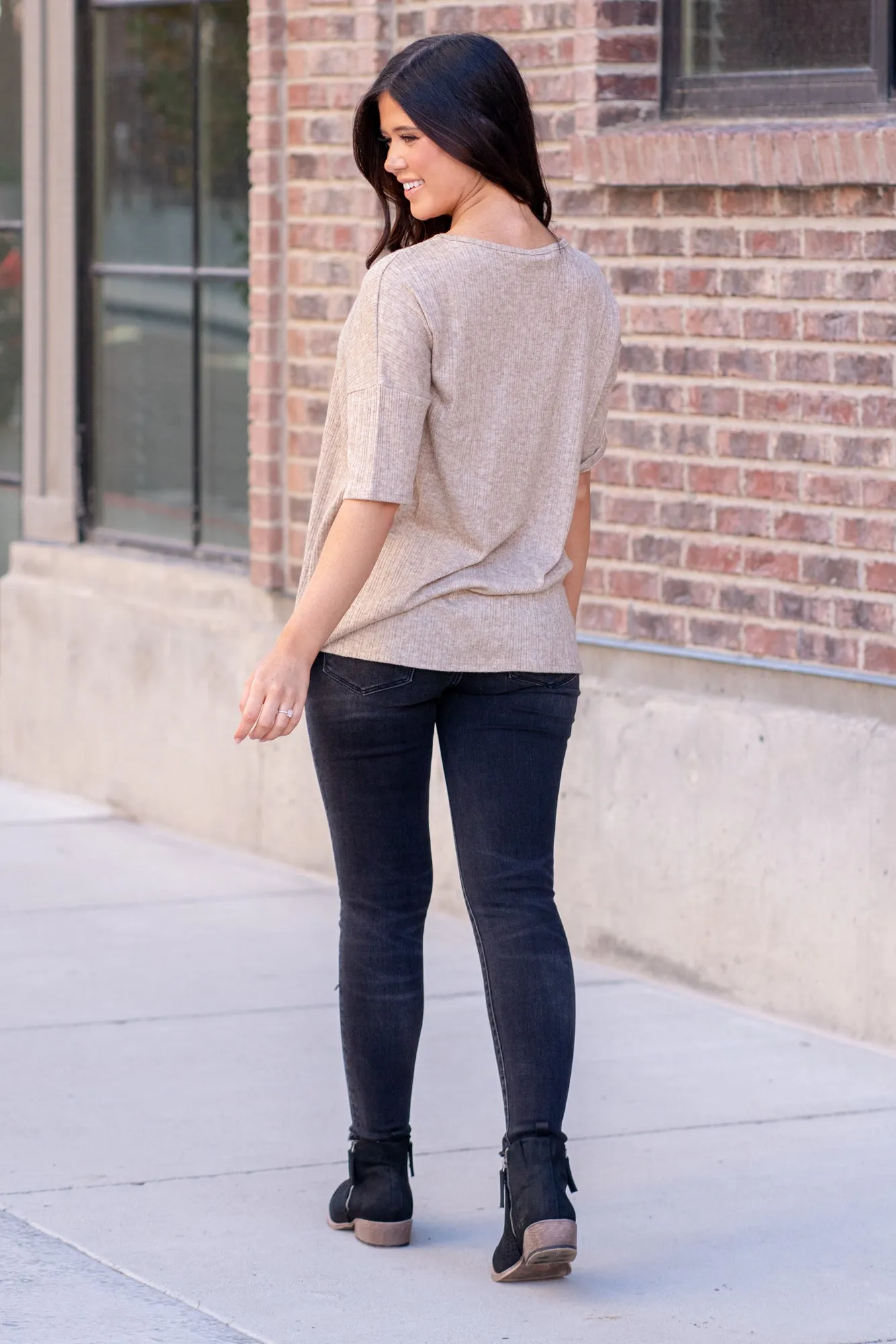 Relaxed Knit Top - Taupe