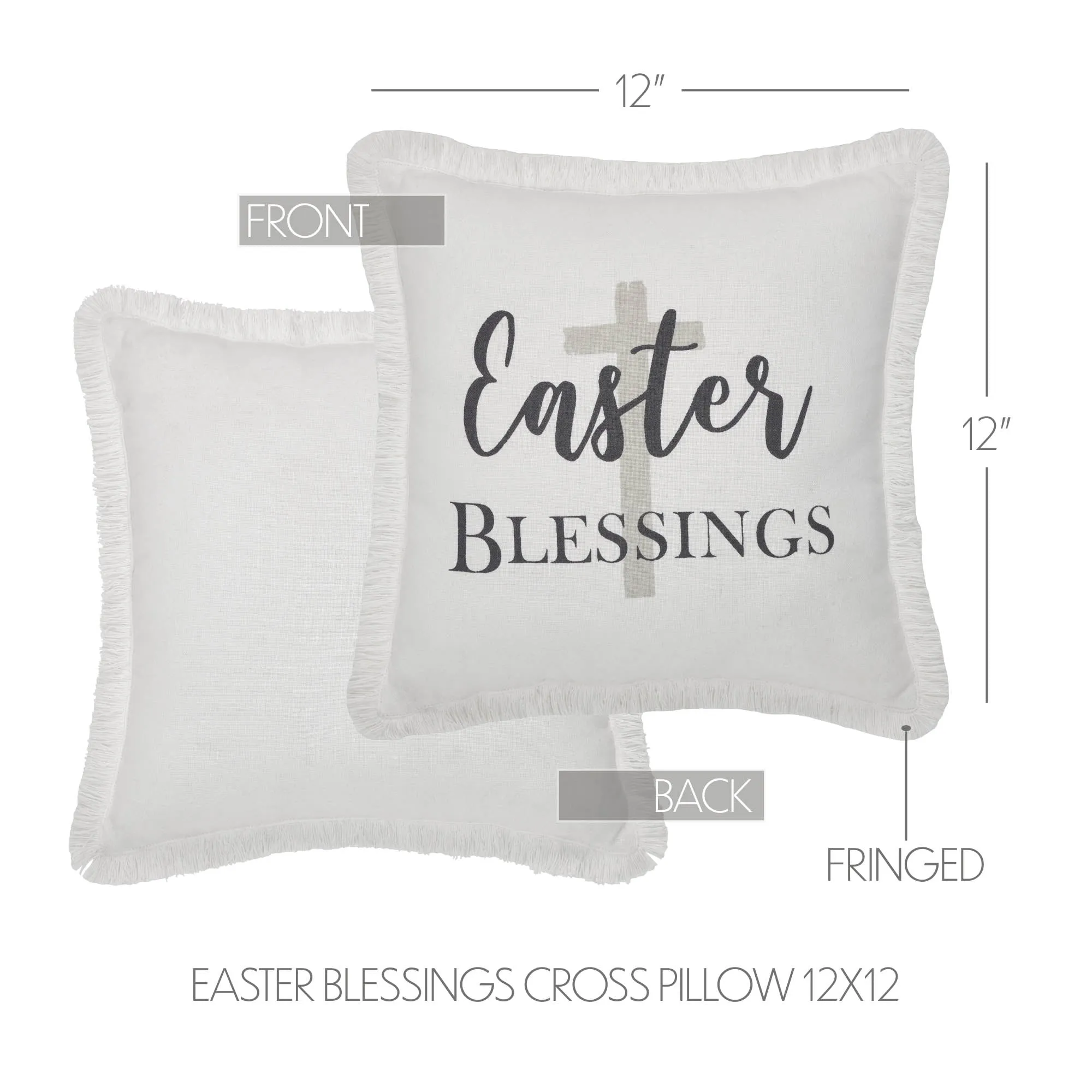 Risen Easter Blessings Cross Pillow 12x12