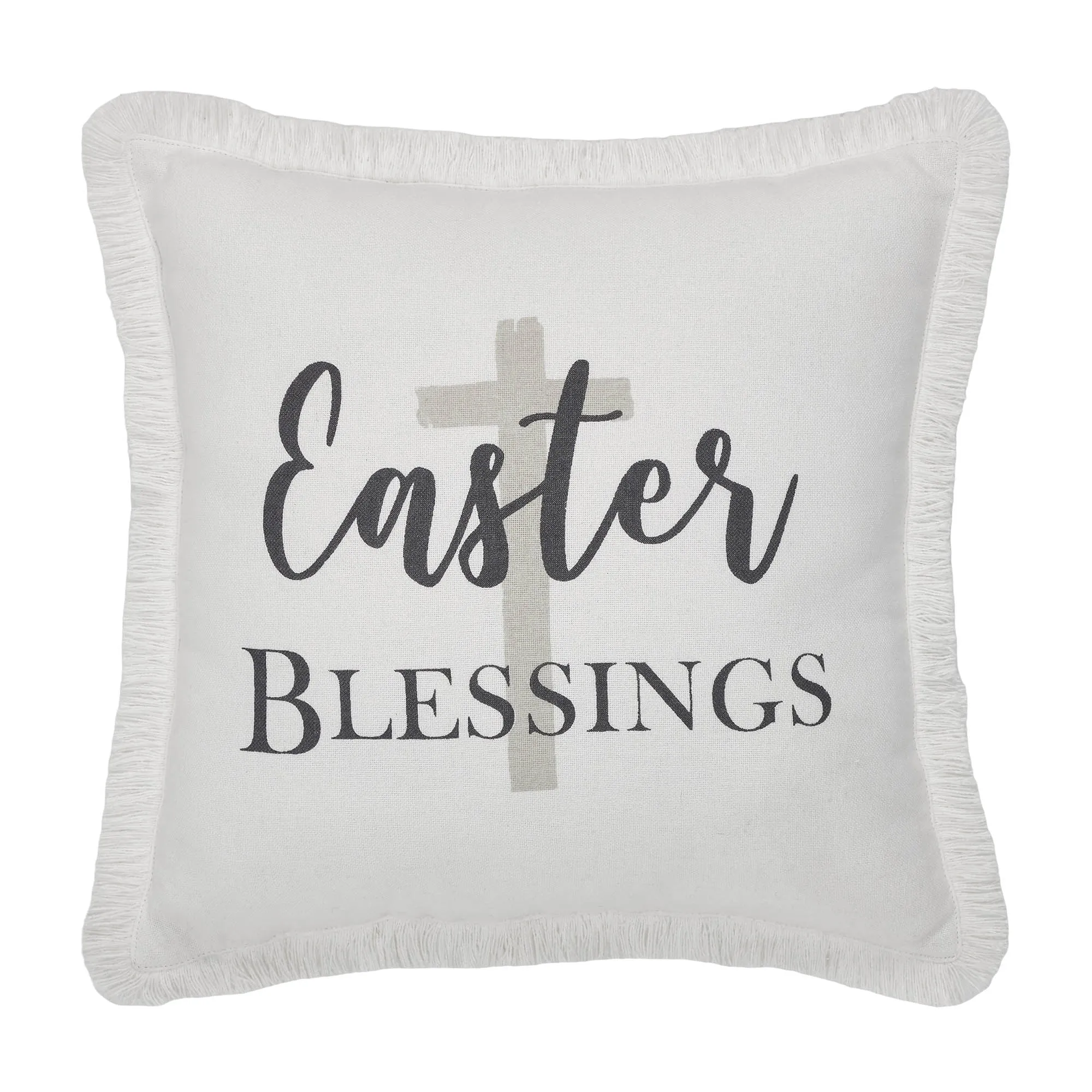 Risen Easter Blessings Cross Pillow 12x12