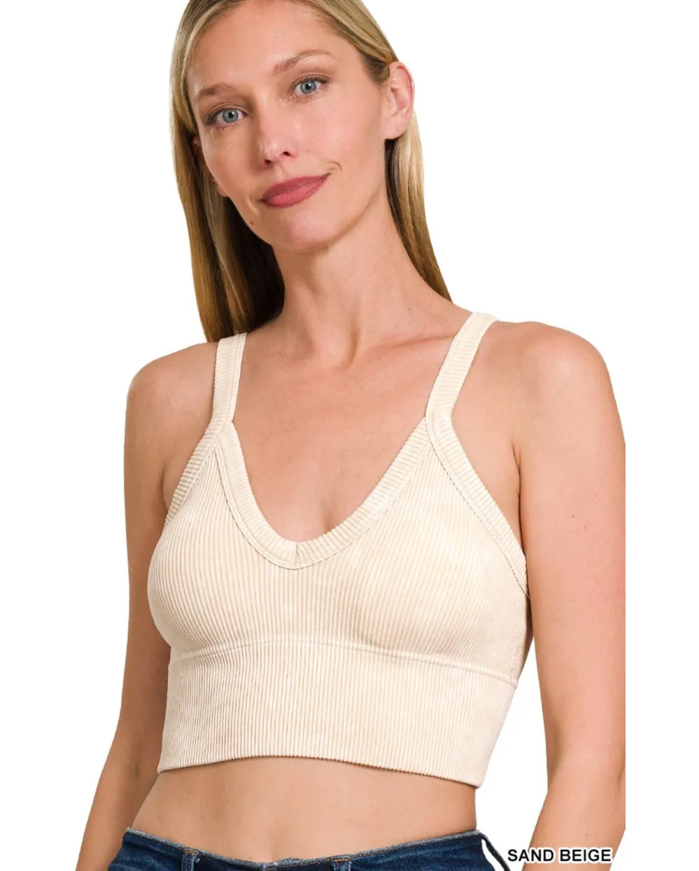 Stone Washed Cropped Bra Tank