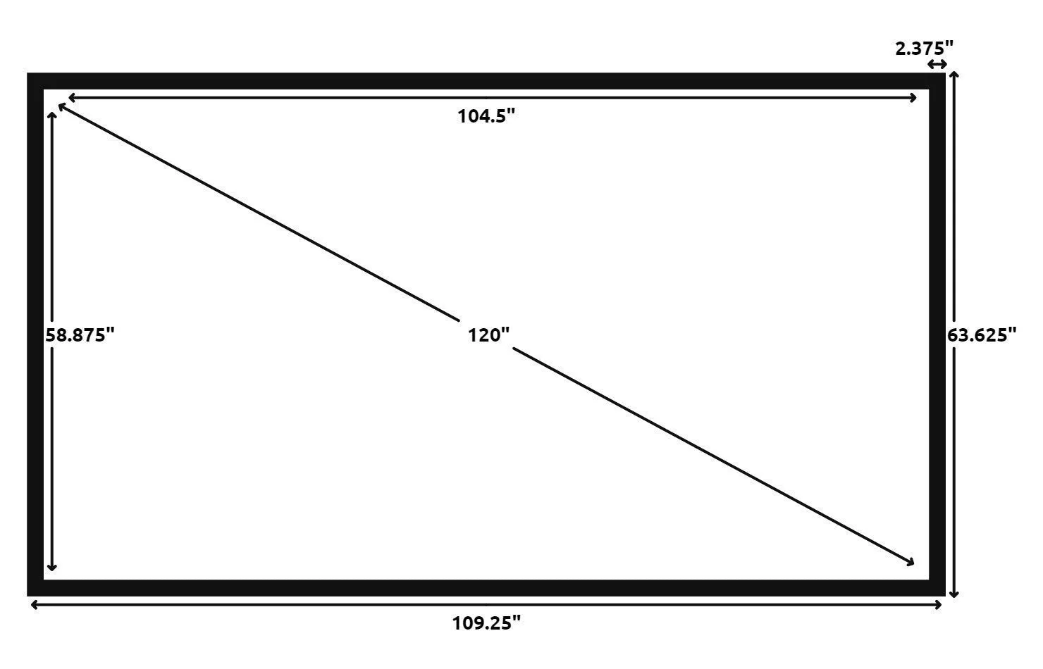 STR-169120-R Silver Ticket, 120" Diagonal, 16:9 Cinema Format, 4K / 8K Ultra HD & HDR Ready HDTV (6 Piece Fixed Frame) Projector Screen, Rear Projection Material