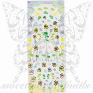 Summer Nail Art Palm Trees Flowers Water Decals Wraps