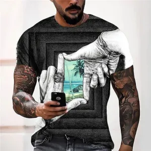 T shirt Tee 3D Print Graphic Prints Hand Crew Neck Street Daily Print Short Sleeve Tops Casual Designer Big and Tall Sports Black