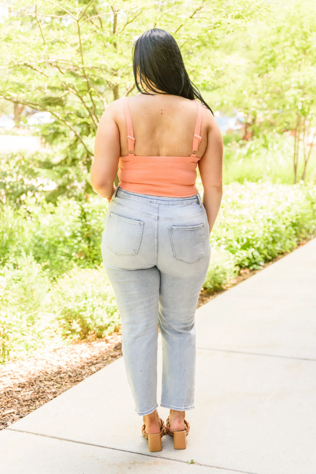 Tell Me More Ribbed Crop Top In Coral with Built in Bra!