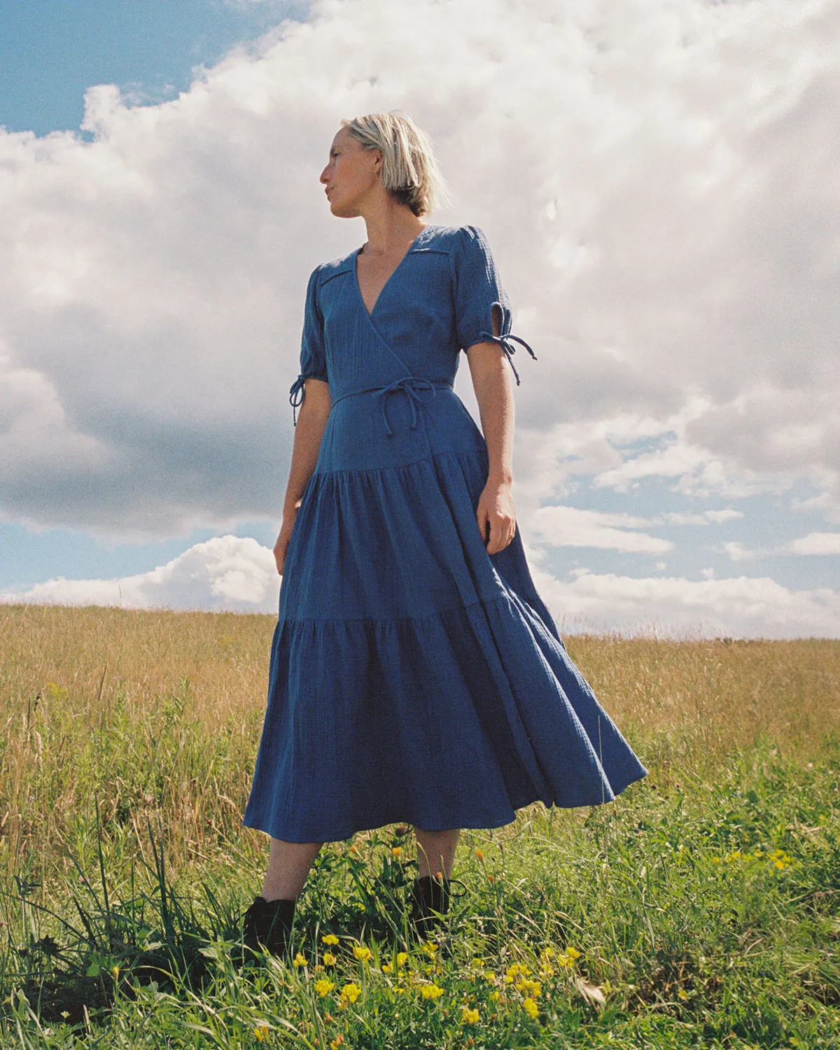 The Augusta Dress | Lapis Gauze