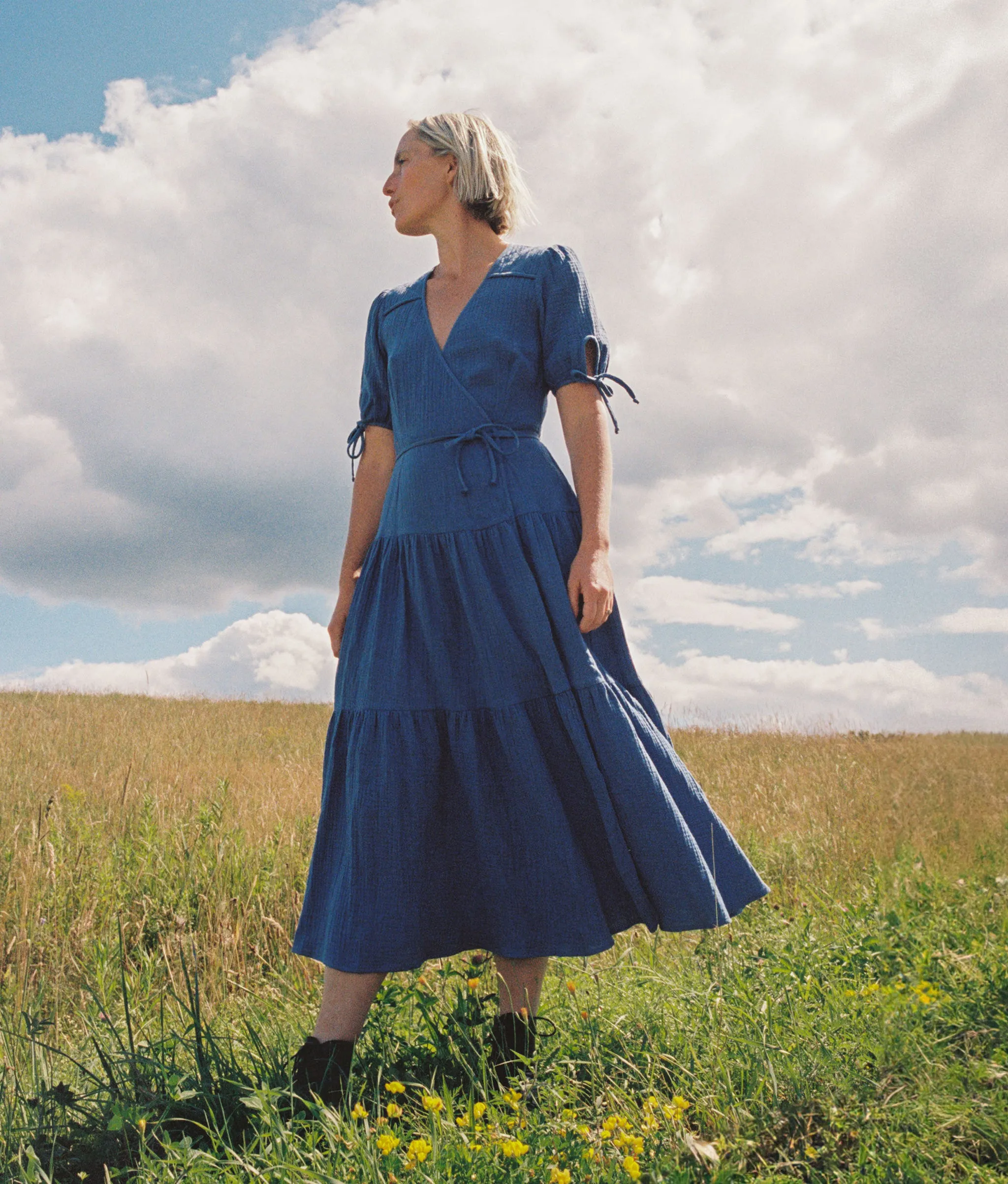 The Augusta Dress | Lapis Gauze