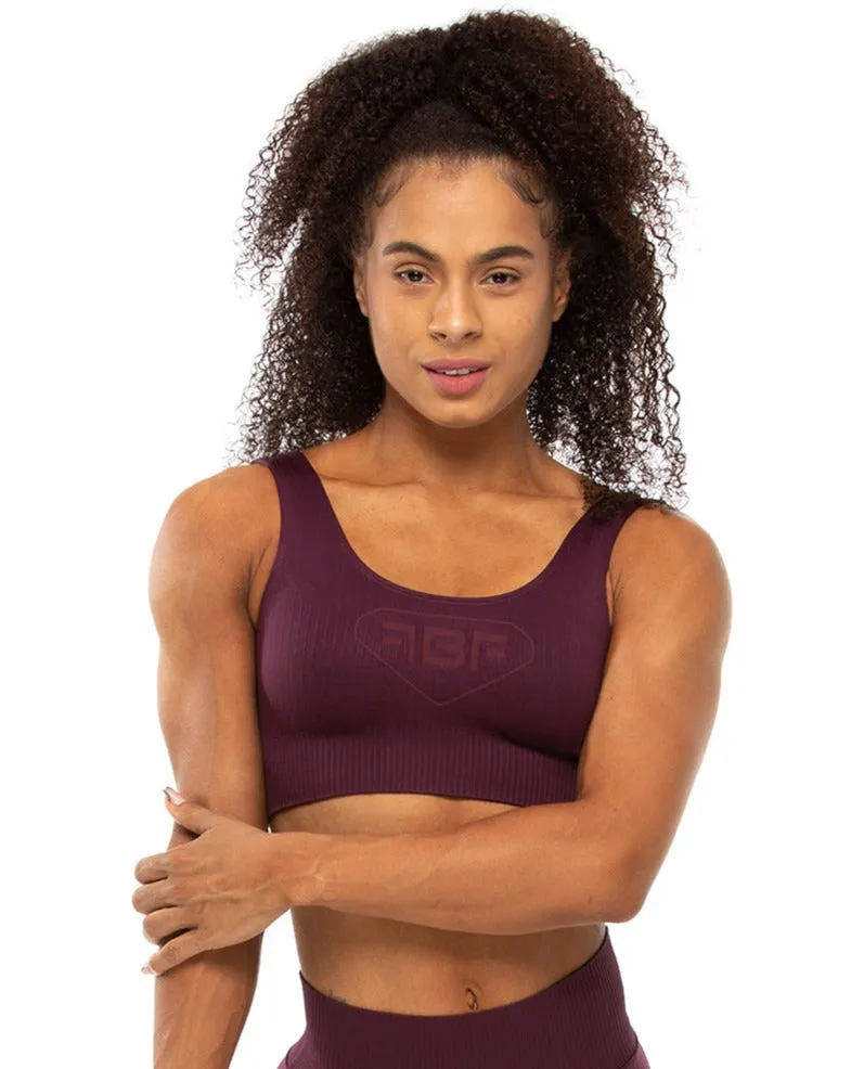 Tone On Tone Ribbed Bra - Plum