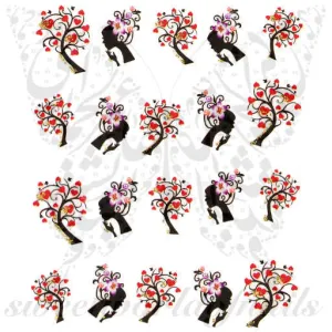 Valentine's Day Nail Art Woman Tree of Hearts Nail Water Decals Water Slides