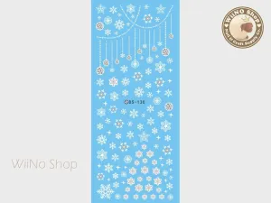 White Snowflake Water Slide Nail Art Decals - 1 pc (DS-130)