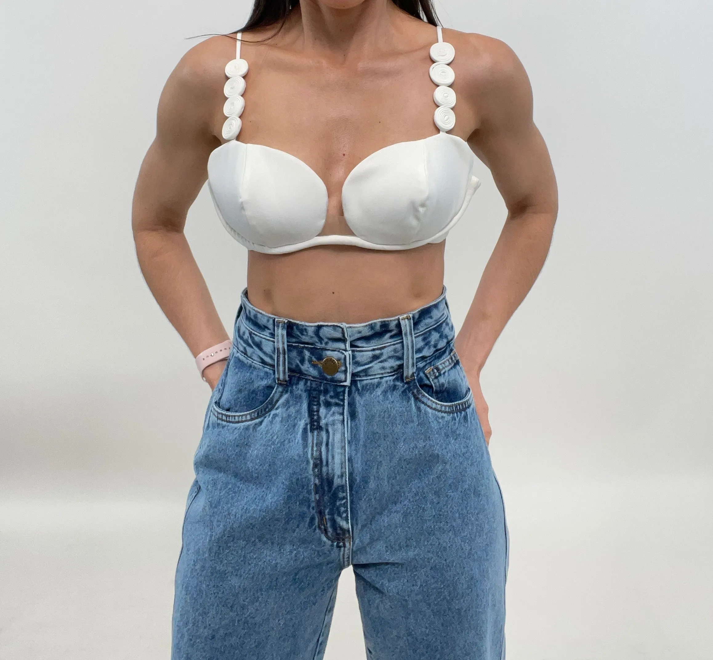 Yormarie Spiral Textured Bra White